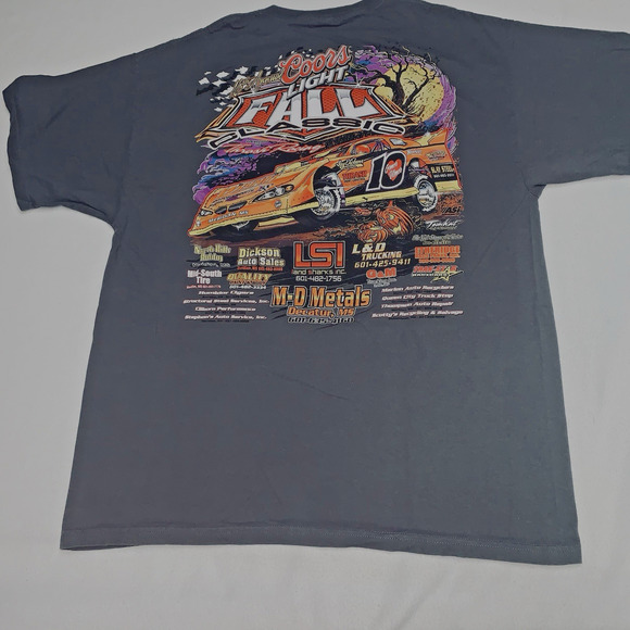 XL Coors Light Dirt Track Racing T-shirt Thrash Racing Gray Mens Recent Winners - Picture 7 of 15